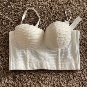 White bralette crop top